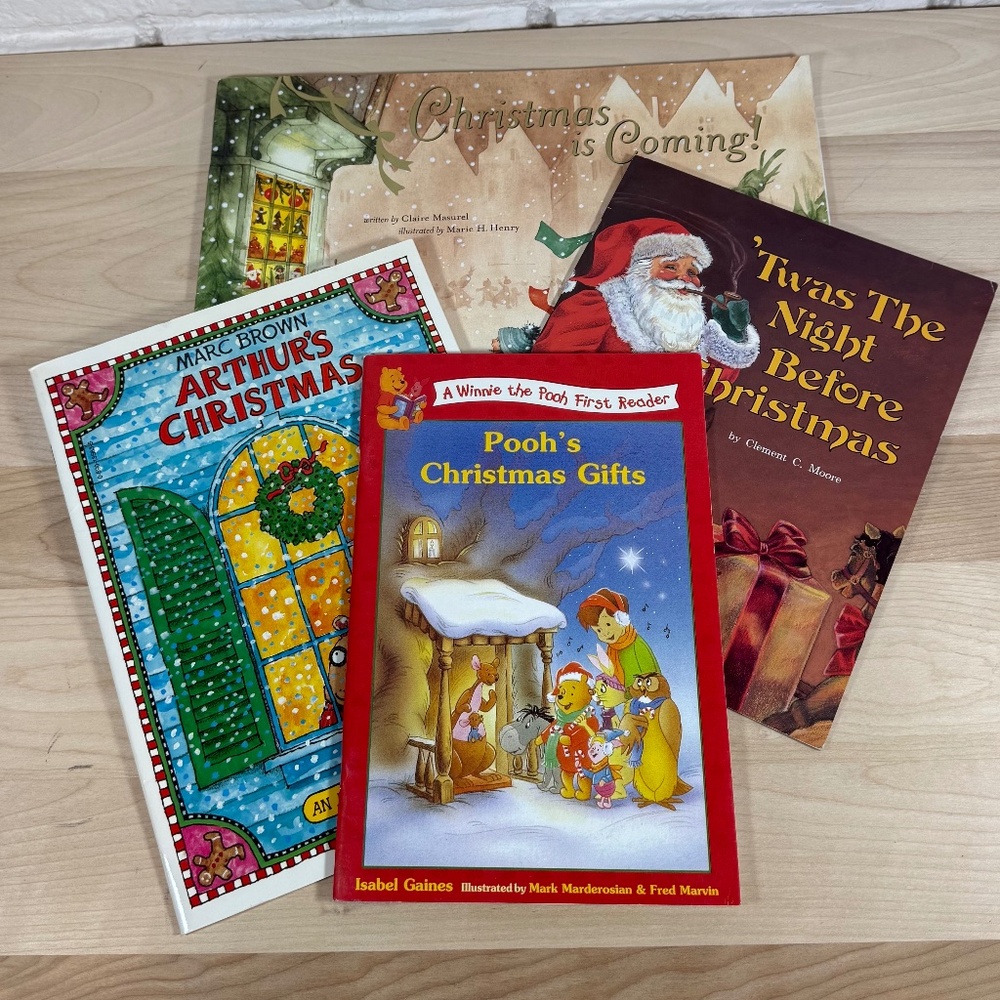 Set of 4 Christmas-Themed Children's Books in EUC